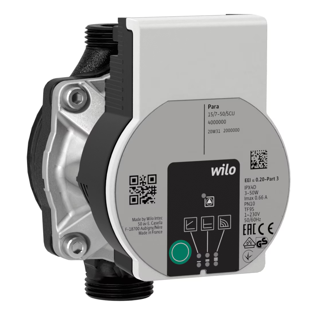 Wilo PARA SCU KU 25/6-3A circulation pump with 6m head for underfloor heating systems