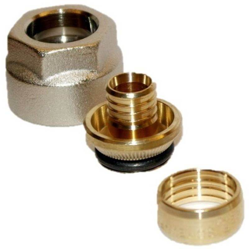 UFH - Eurok 16 x 2mm Pex Pipe Fitting - Nut, Olive & Insert