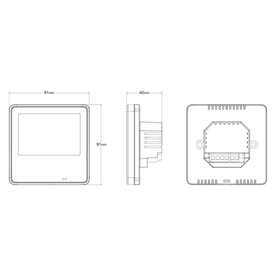 EPH - RF Touch Thermostat, Recessed, Mains Operated, Black