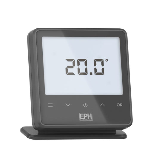 EPH - RF Touch Thermostat, Surface wall or stand mounted, Battery Powered, Black