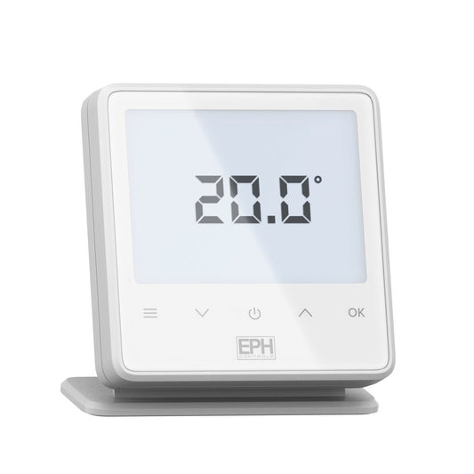 EPH - RF Touch Thermostat, Surface wall or stand mounted, Battery Powered, White