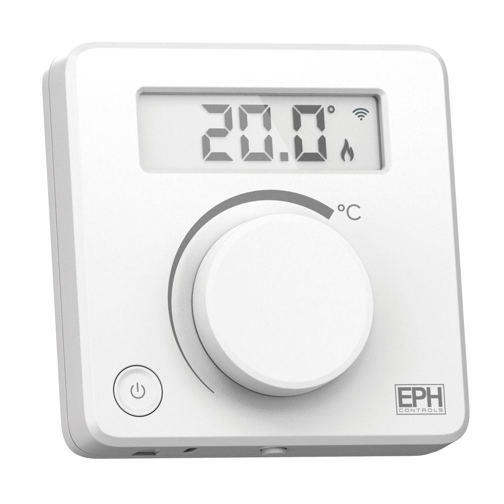 EPH - RF Dial Thermostat, Surface wall or stand mounted, Battery Powered, White