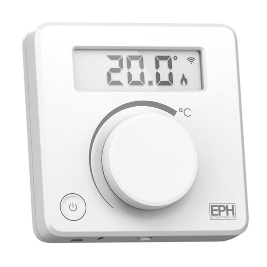EPH - RF Dial Thermostat, Surface wall or stand mounted, Battery Powered, White