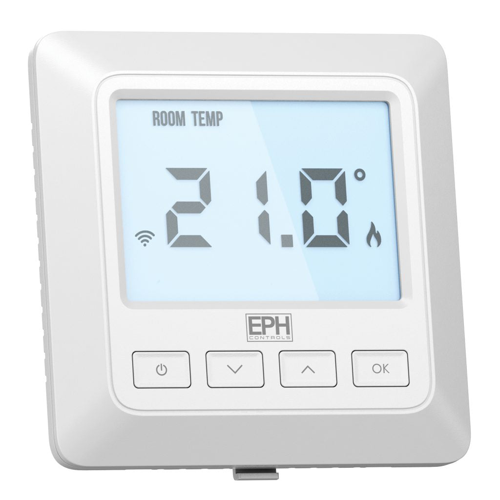 EPH - RF Room Stat, Programmable, Recessed, Mains Operated